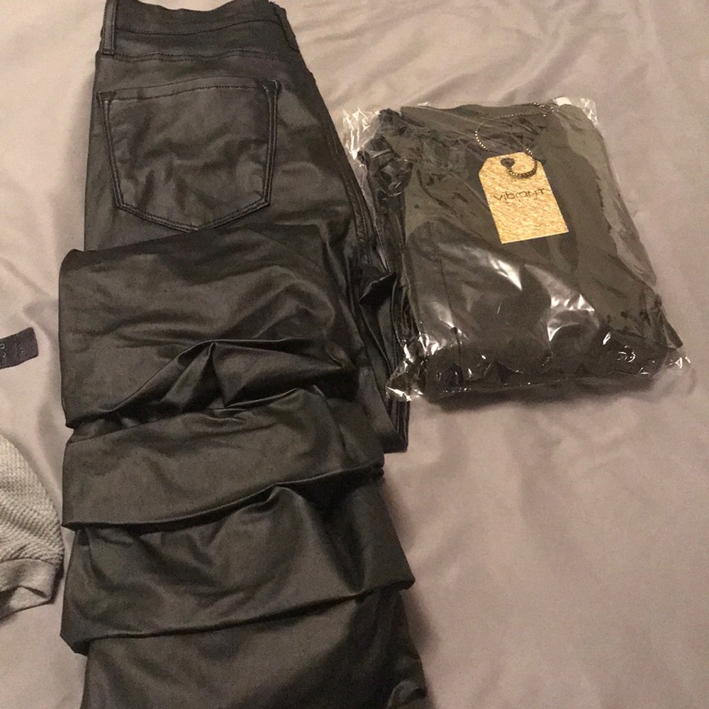 Scrunch Up Bootcut Vibrant Faux Leather Pants
